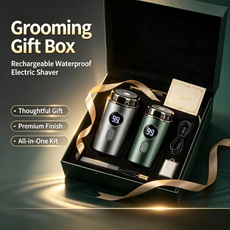 Men'S Grooming Gift Box - Rasoio Elettrico Ricaricabile USB Impermeabile per